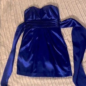 Cute blue satin mini dress